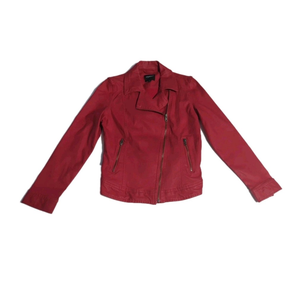 Liverpool Los Angeles Clean moto jacket deep power Red womens S Boho soft denim